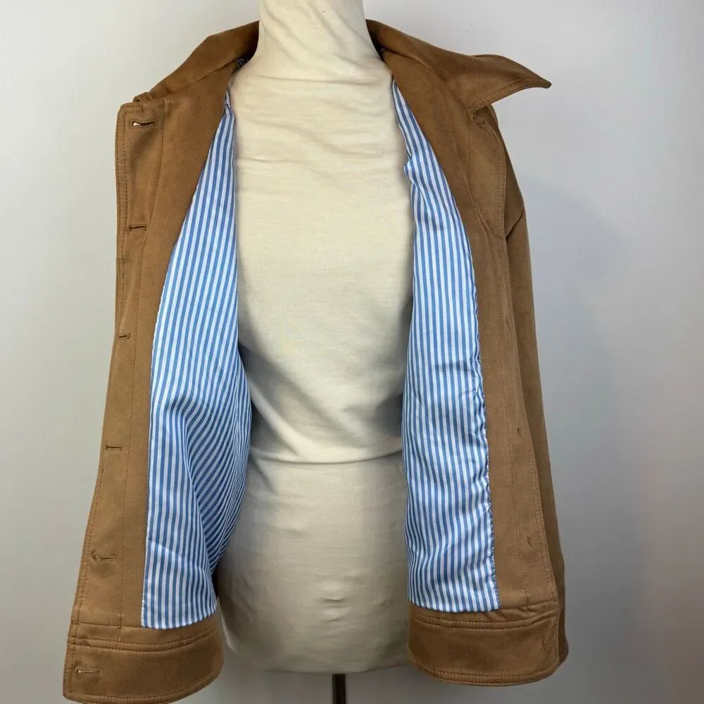 Maeve Faux Suede Trucker Jacket Camel Brown Size M Anthropologie - Picture 5 of 12